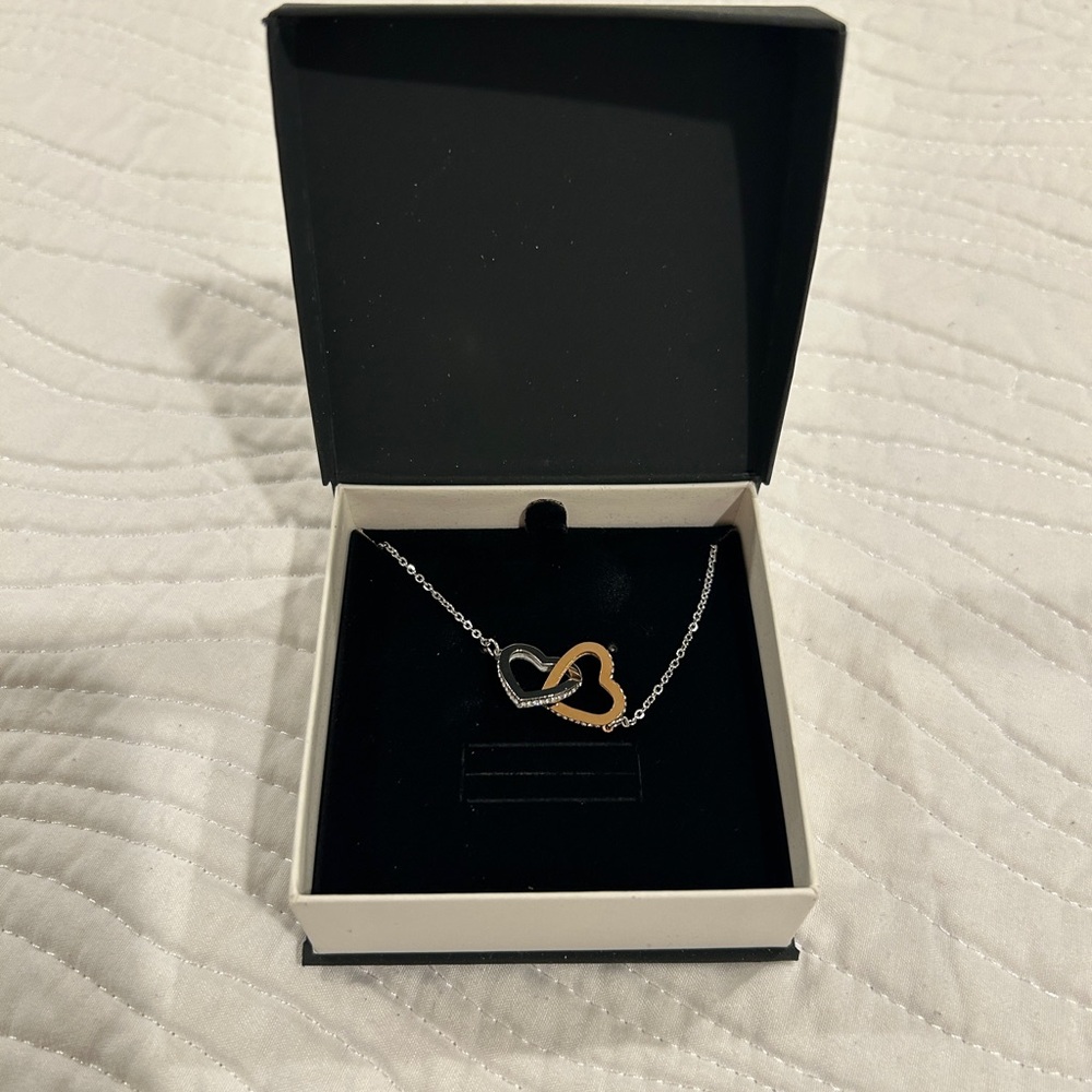 Elegant Silver and Gold Heart Necklace